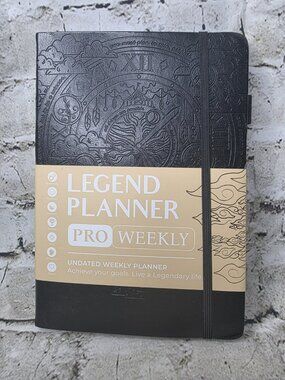 Legend Pro Weekly Planner Undated Weekly Planner Black Embossed Faux Leather
